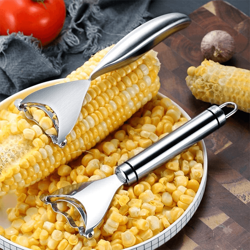 CornMaster Stainless Steel Corn Cob Peeler — Serrated Blade