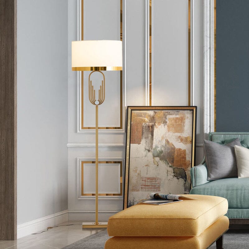 ElaraLux Golden Art Deco Floor Lamp | Modern Floor Light