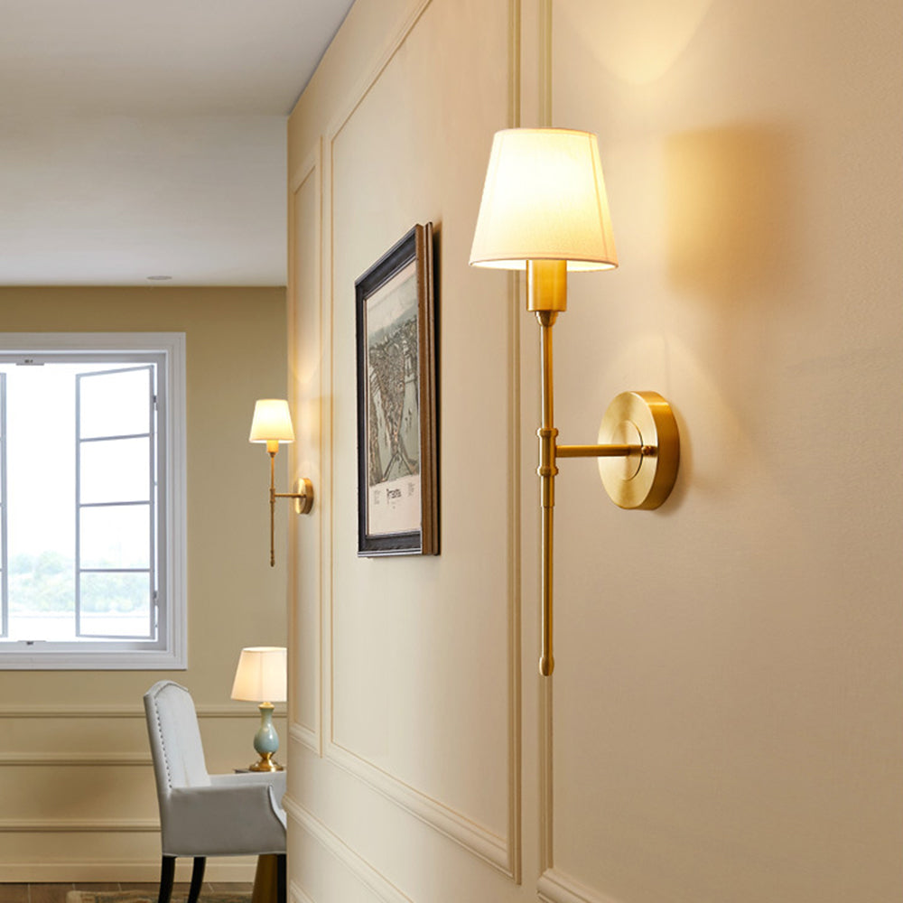Tiffany Vintage Rustic Lantern Fabric LED Wall Lamp, Gold | ventumra