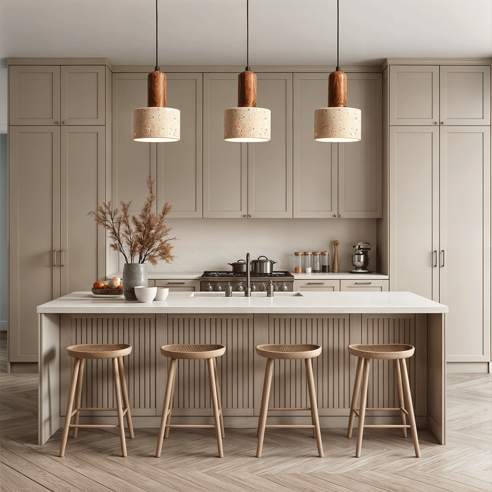 Ardent Travertine Cement Pendant Light With Wabi Studio Style