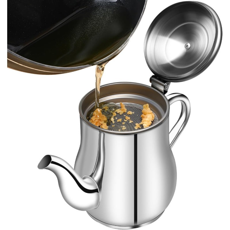 Stainless Steel Kitchen Oil Collection Pot — Heat-Resistant