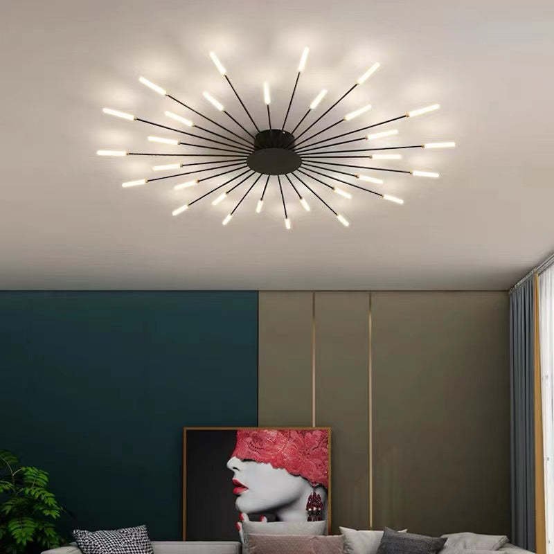 Wesley Flush-Mount Ceiling Light Fireworks, Black/Gold - Neutralighting