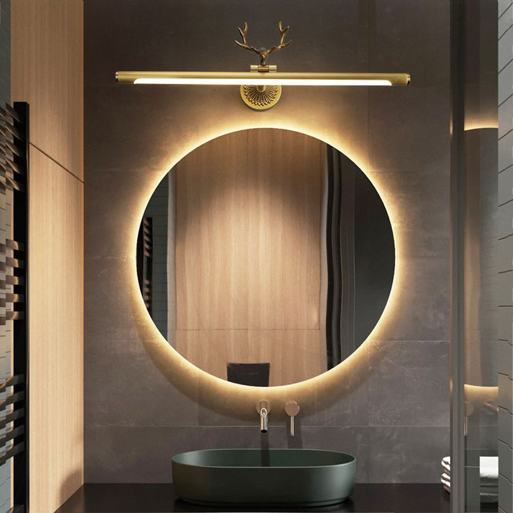 Arisha Modern Staghorn Shaped Vanity Mirror Front Wall Lamp, Black/Brass | ventumra
