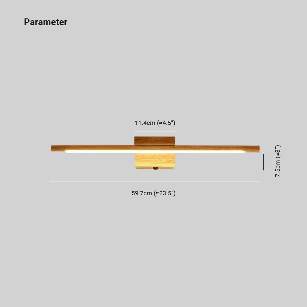 Muto Nature Wood Linear Mirror Front Vanity Wall Lamp | ventumra