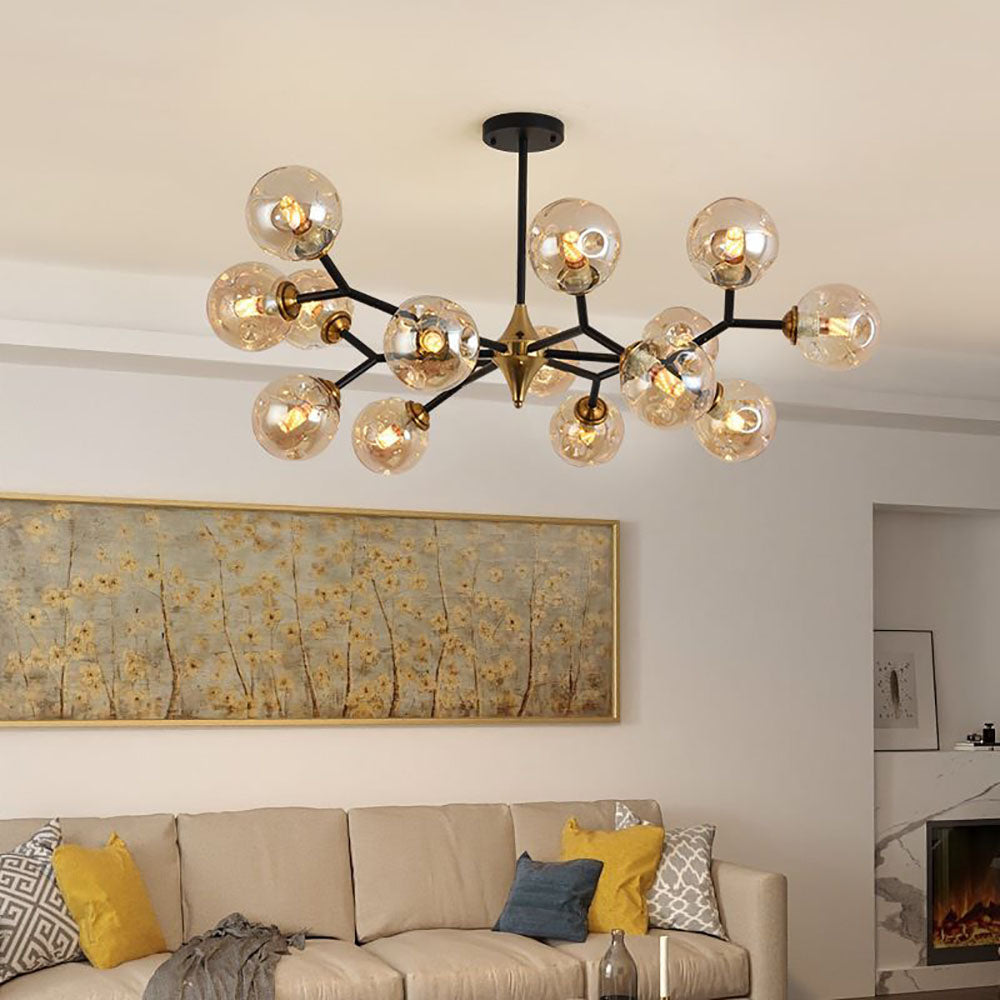 Valentina Art Deco Glass Bubble Chandelier, Amber | ventumra
