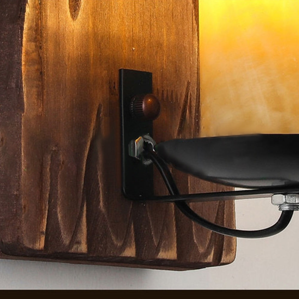 Epoch Wall Lamp Rectangular Vintage, Wood/Metal, Bedroom | ventumra
