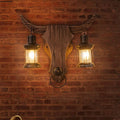 Austin Wall Lamp Bull Shape Vintage, 2 Heads Wood/Metal, Bedroom | ventumra