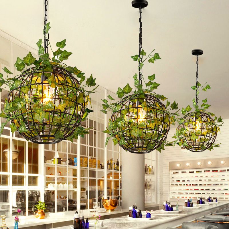 Ritta Rustic Plant Art Deco Globe Vine Pendant Light | ventumra