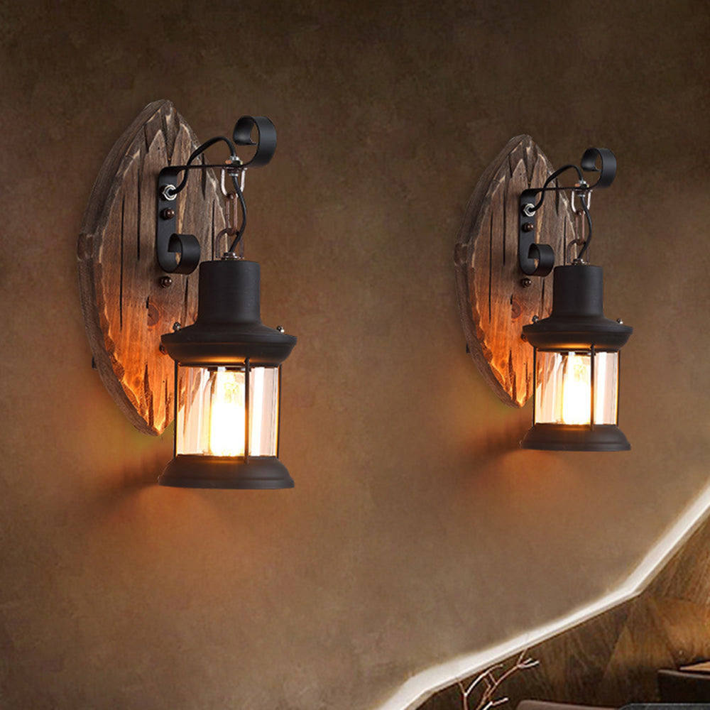 Epoch Wall Lamp Leaf Shape Vintage, Wood/Metal, Bedroom | ventumra