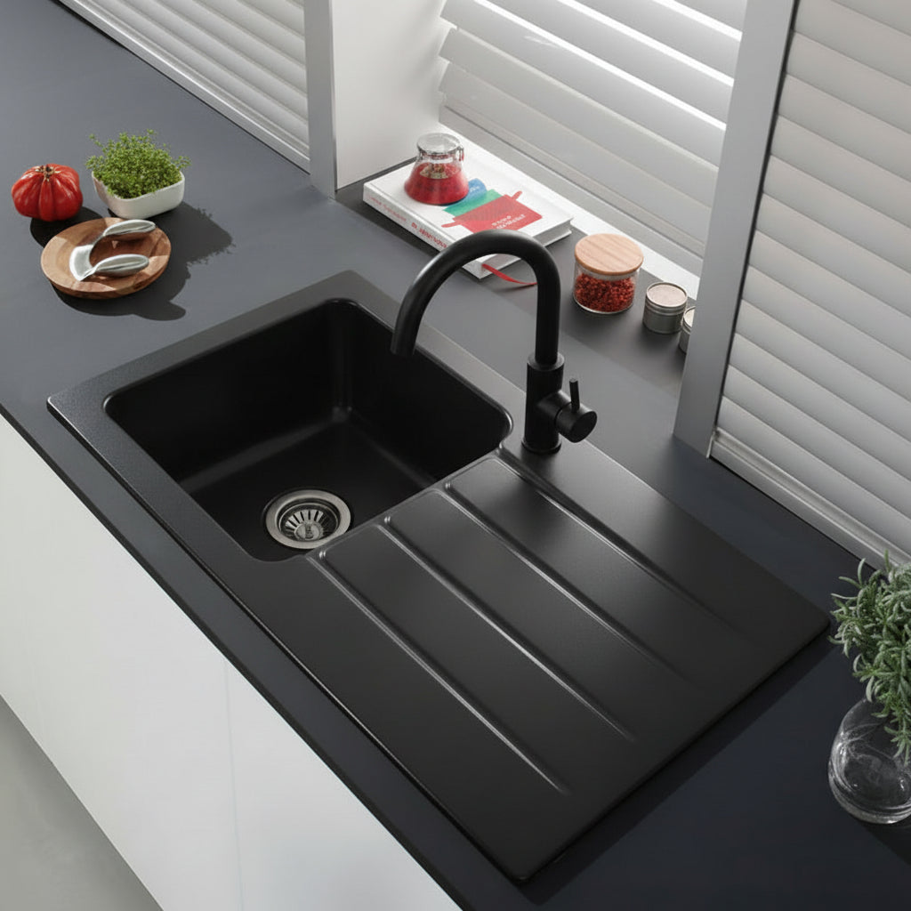 FormaLine 50 Ceramic Washbasin — Chromite Finish, Robust Build, Elegant Profile