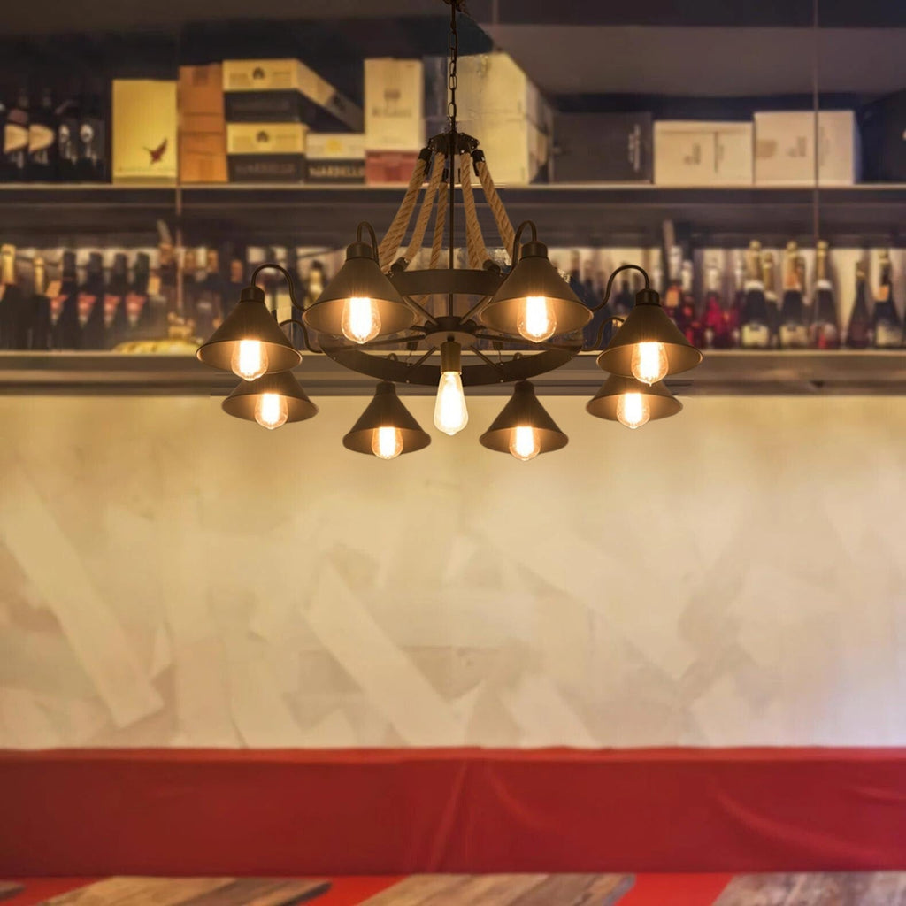 Epoch Vintage Industrial Rope Chandelier  Living Room | ventumra
