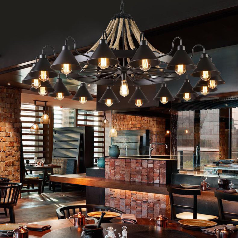 Epoch Vintage Industrial Rope Chandelier  Living Room | ventumra