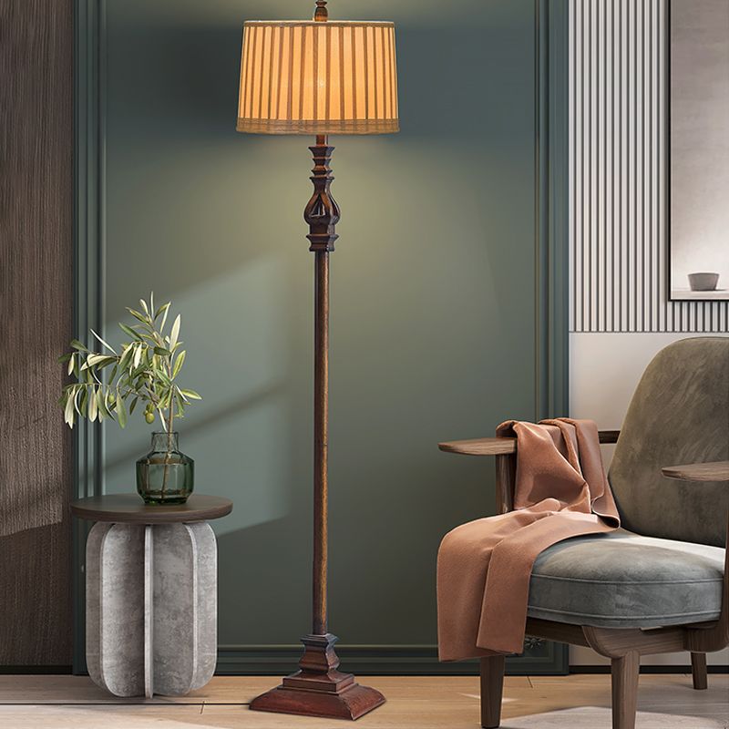 Eryn Vintage Resin/Fabric Standing Floor Lamp, Brown | ventumra