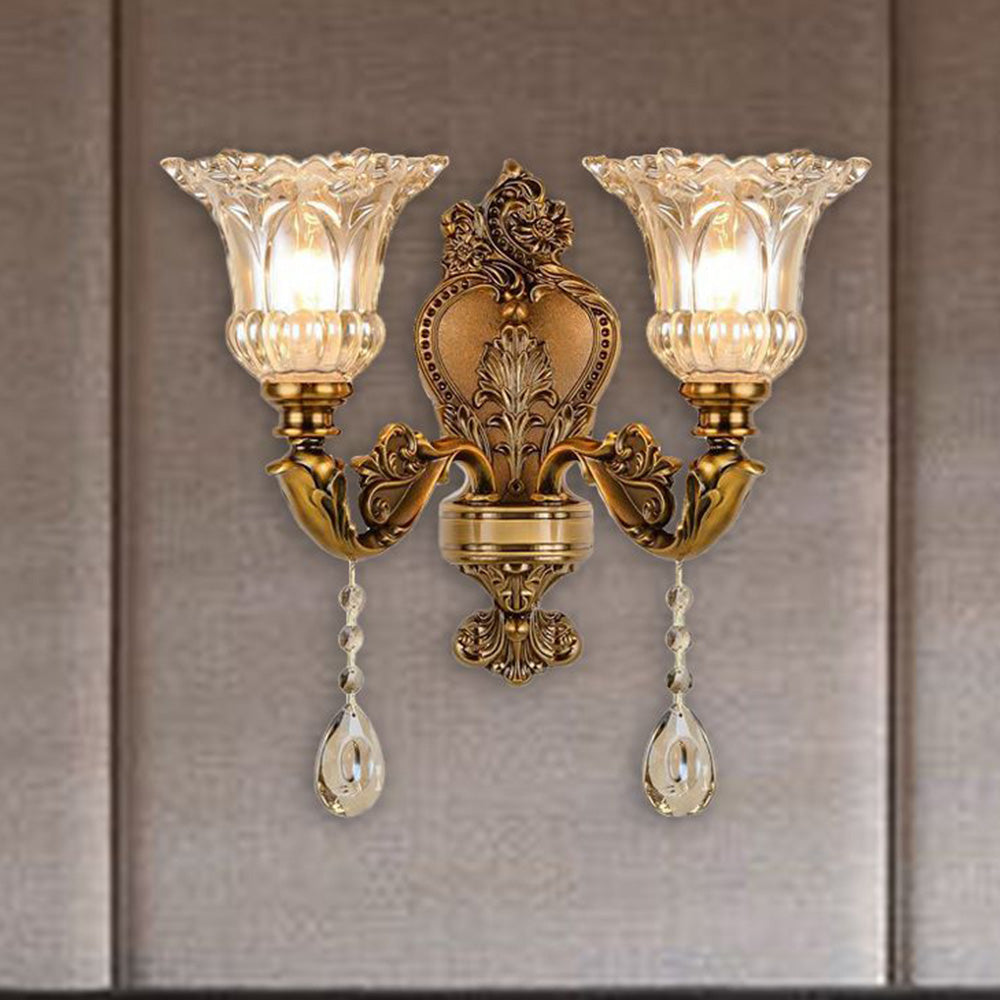Ramiq Vintage Flor Metal/Glass Wall lamp, Gold - Neutralighting