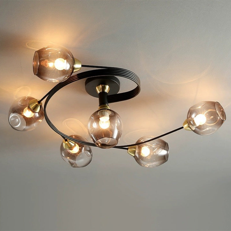 Valentina Flush Mount Ceiling Light, Glass, Black/Gold, Dining Room - Neutralighting