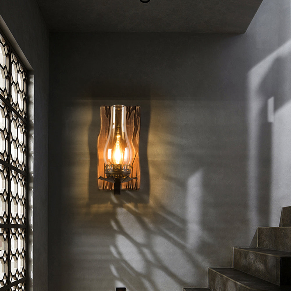 Epoch Wall Lamp Vintage Candle Wooden Glass, Bedroom | ventumra