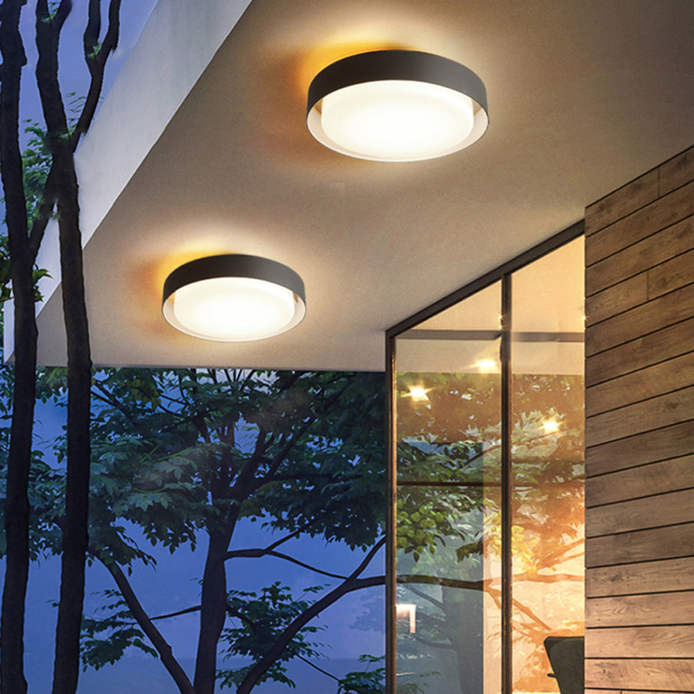 Ray Modern Round Flush Mount Ceiling Light, Metal/Acrylic, White/Black - Neutralighting