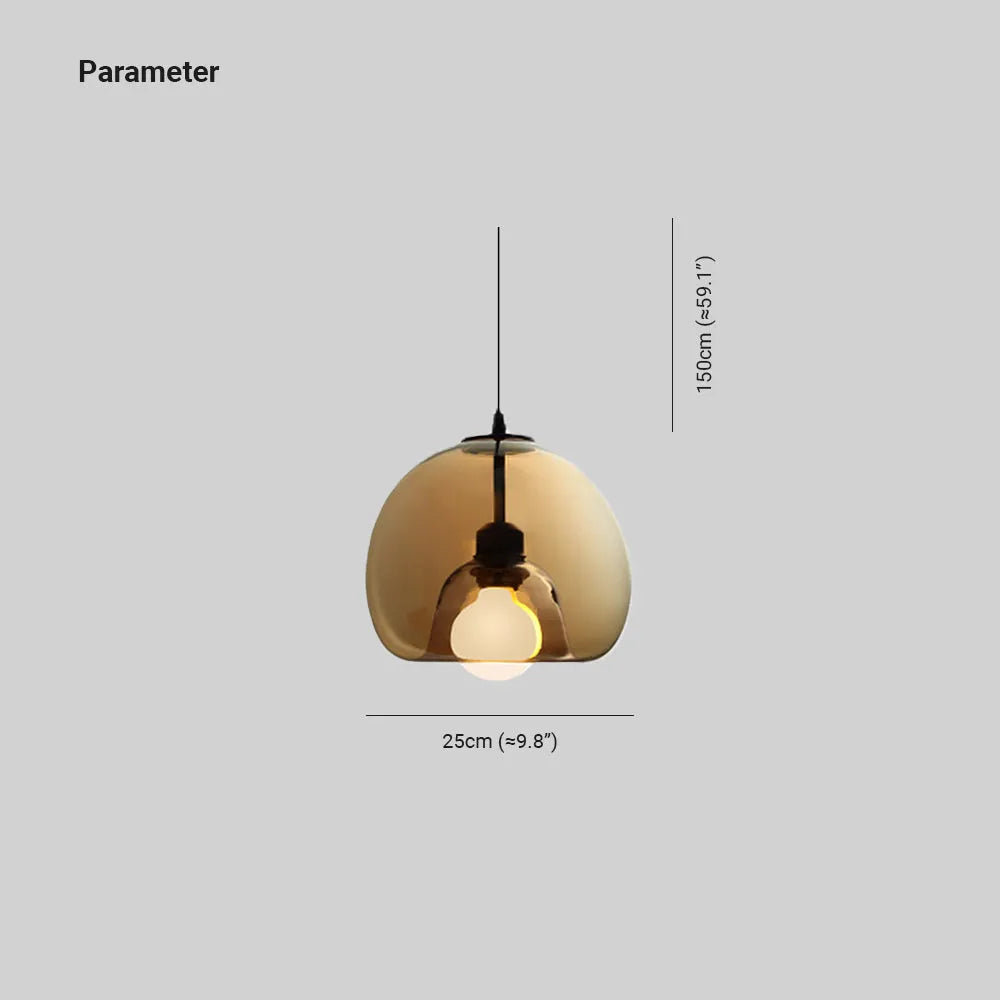 June Globe Glass Pendant Light, Amber/Smoky Grey | ventumra