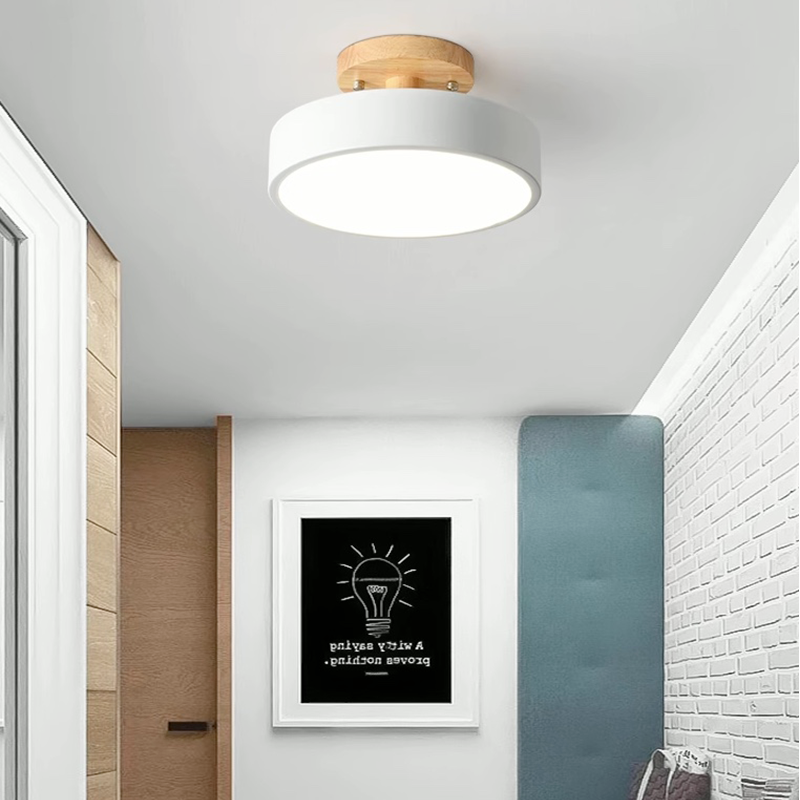 Orya Round LED Flush Mount Ceiling Light Modern Wood Colorful | ventumra