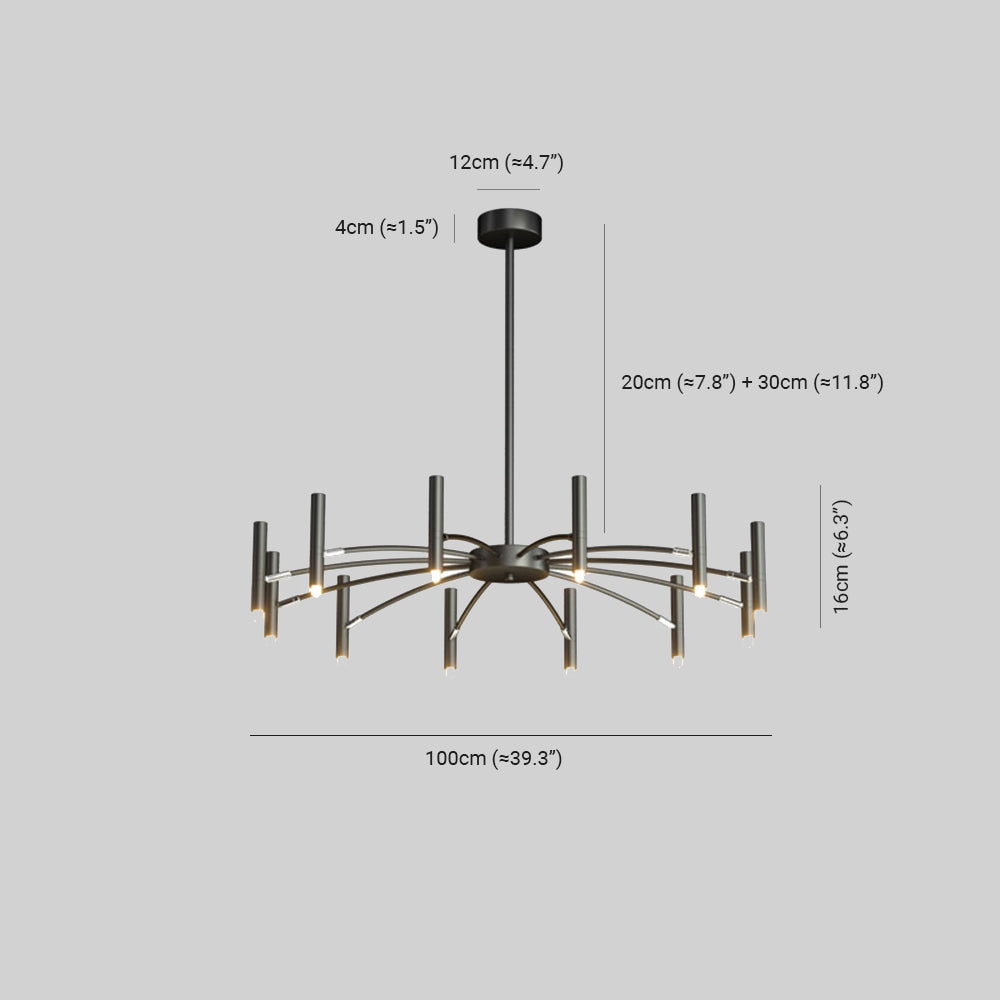 Arisha Modern Blown Linear Metal Multi-heads Chandelier | ventumra