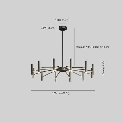 Arisha Modern Blown Linear Metal Multi-heads Chandelier | ventumra
