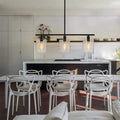 Arisha Industrial Minimalist LED Chandelier Black Metal Kitchen Island | ventumra