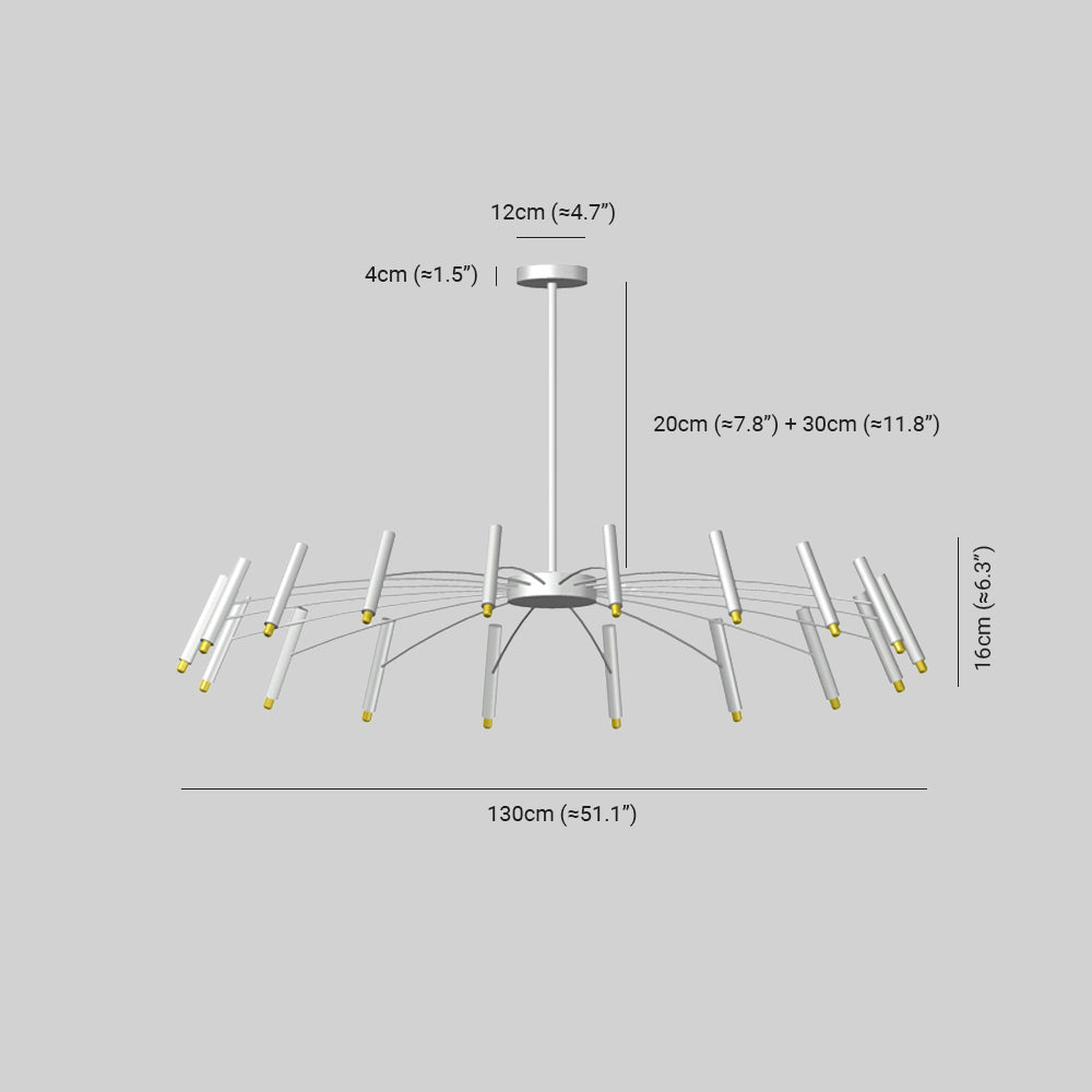 Arisha Modern Blown Linear Metal Multi-heads Chandelier | ventumra