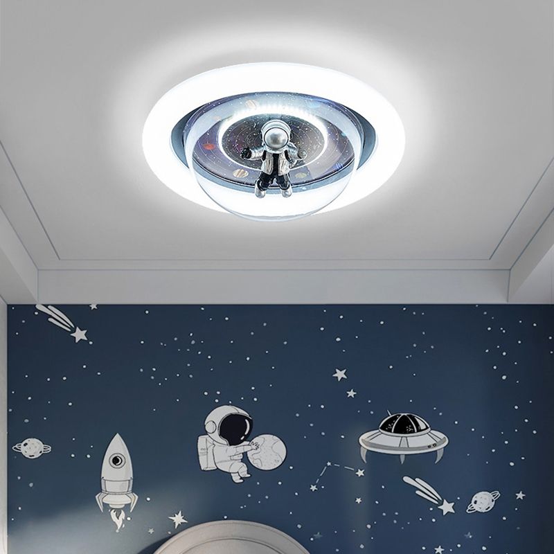Aria Cosmic Astronaut & Galaxy Motif Flush Mount Ceiling Light | ventumra