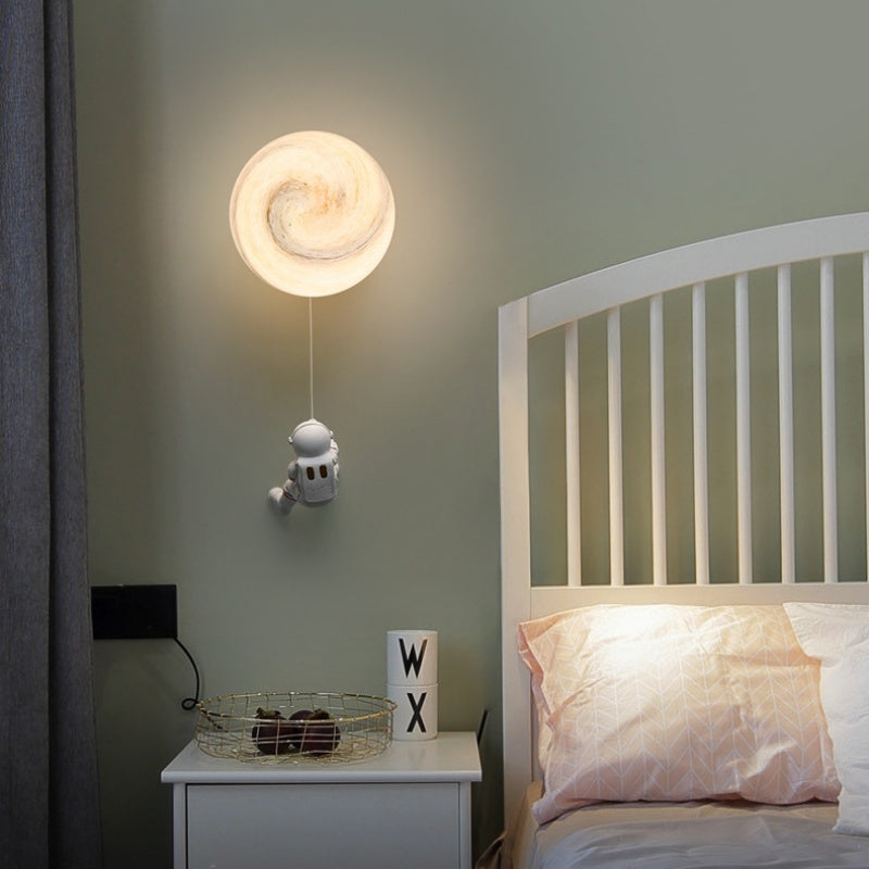 Aria Modern Moon LED Indoor Wall Lamp White Resin Kid's Room | ventumra