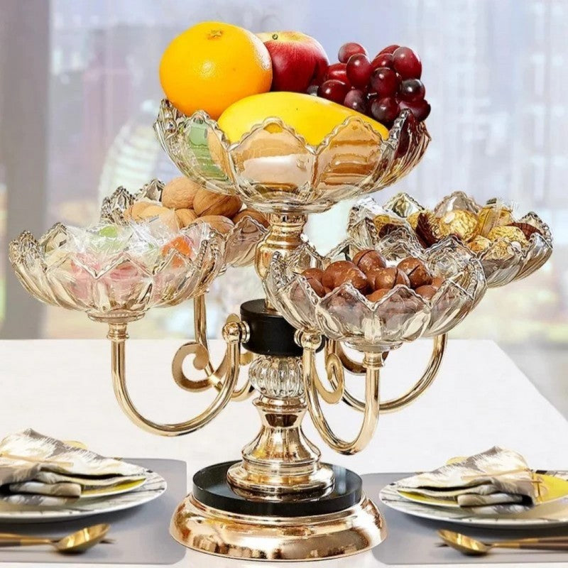 Roterende snackstativ i 2 etager — elegant serveringsorganisator