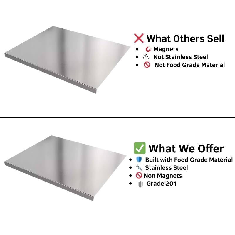 1 mm Stainless Steel Cutting Board — Durable, Non-Slip Surface