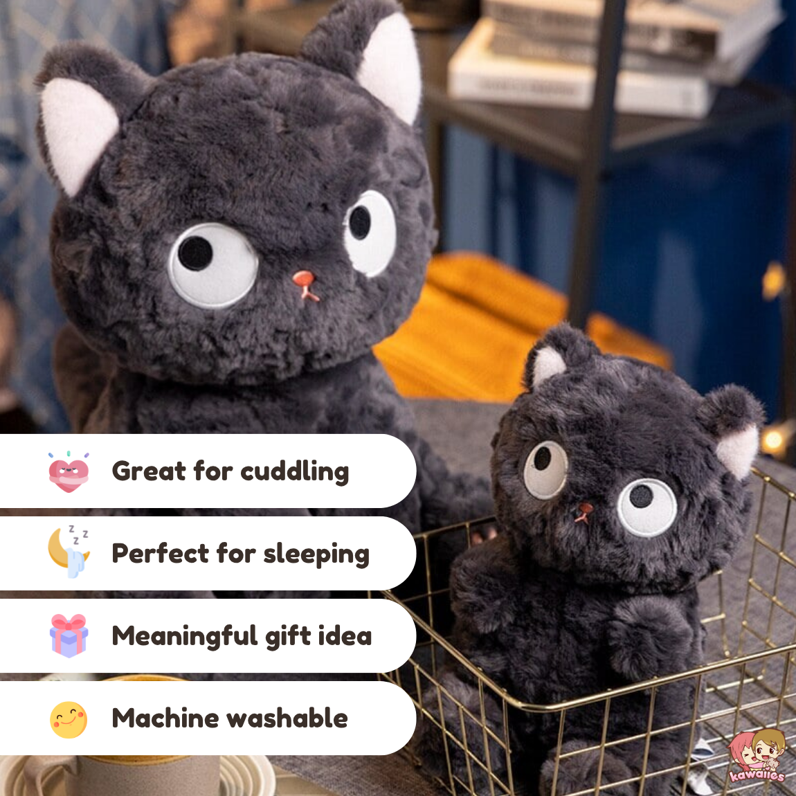 Peluche di gatto nero Jiji, carino e soffice | Scorte limitate | ventumra