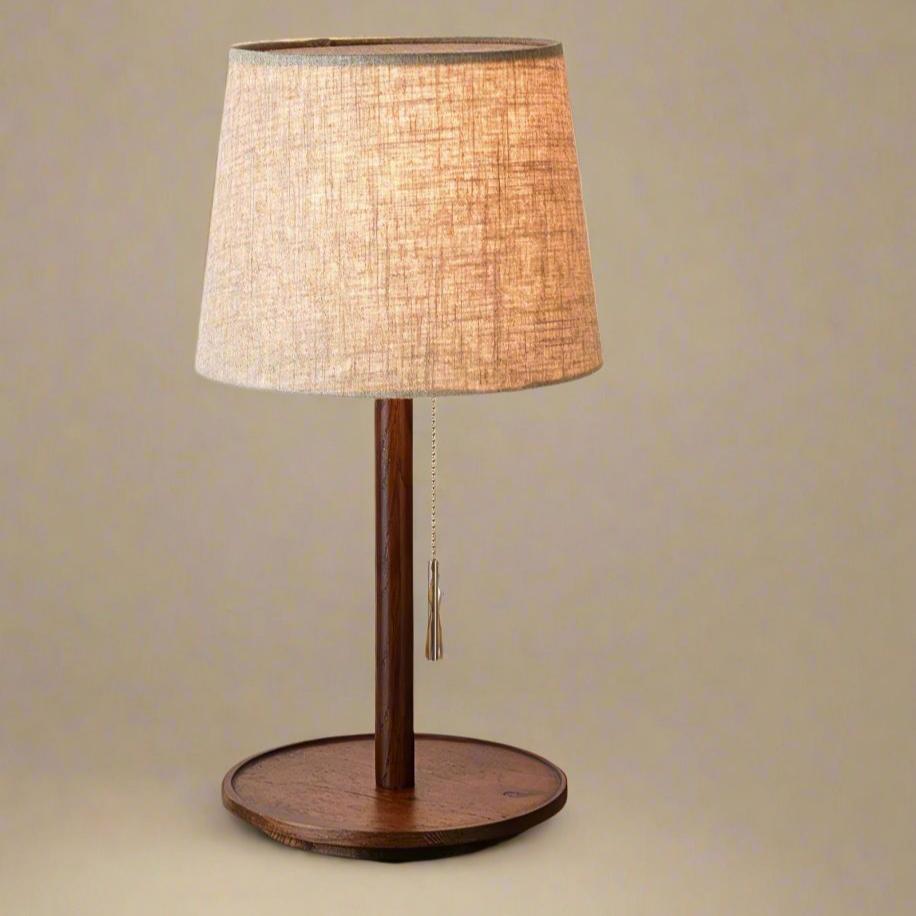 Halden Nordic Walnut LED Lamp With Luxury Fabric Shade