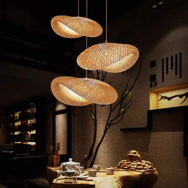 Rinwa Natural Pendant Light for Dining Room/Kitchen Island, Bamboo | ventumra