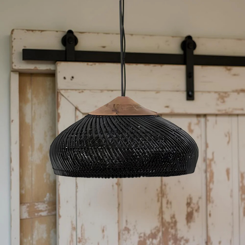 Aurelle Hand-Woven Rattan Boho Pendant Ceiling Light
