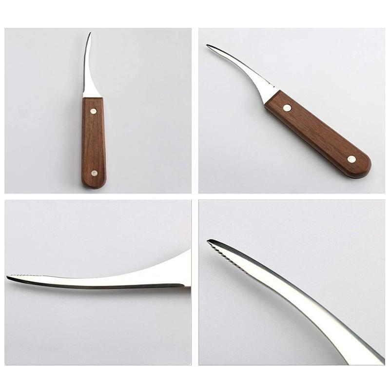 Stainless Steel Shrimp Peeler — Sharp Blade, Wooden Handle