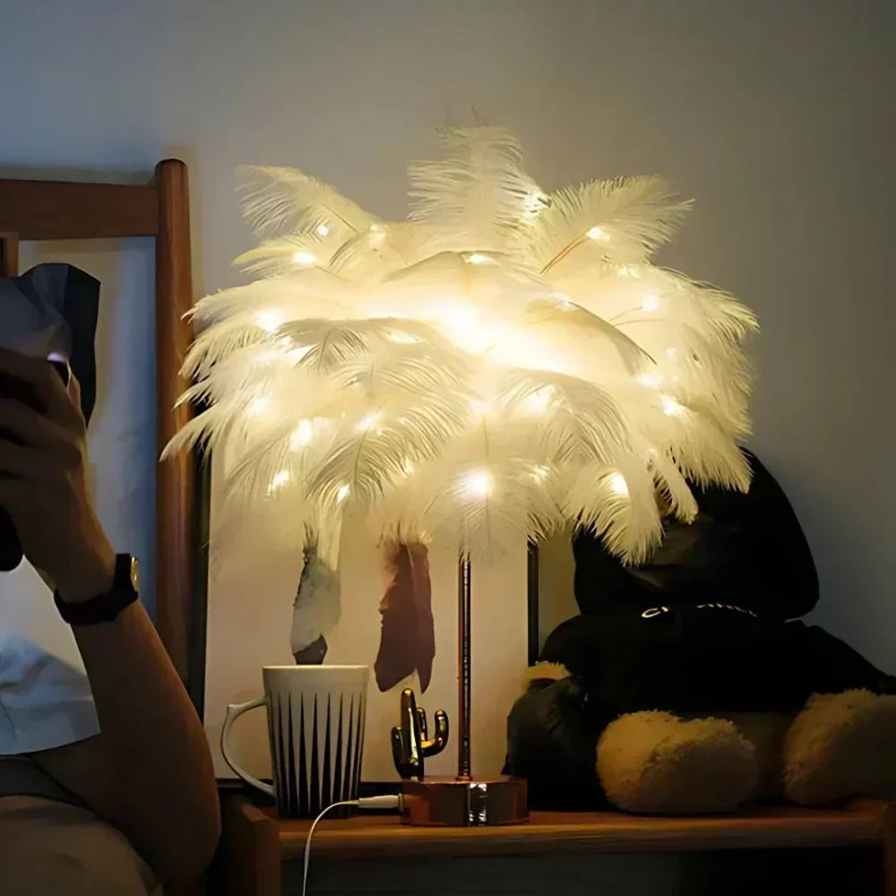 LyraQuill Lamp Feather-Inspired Soft Ambient Lighting For Any Space