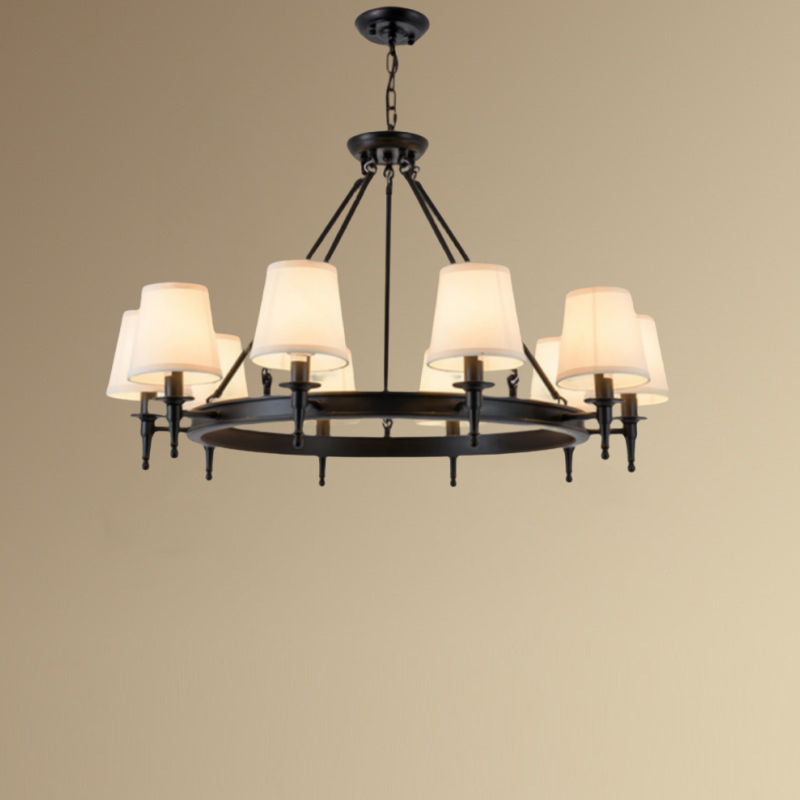 Silva vintage Ring Metal/Fabric Chandelier, Black/Copper | ventumra