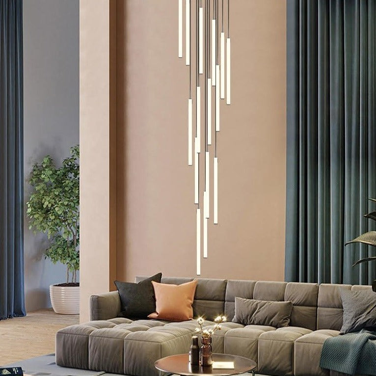 Lysara | Scandinavian LED Rod Pendant in Black and Gold