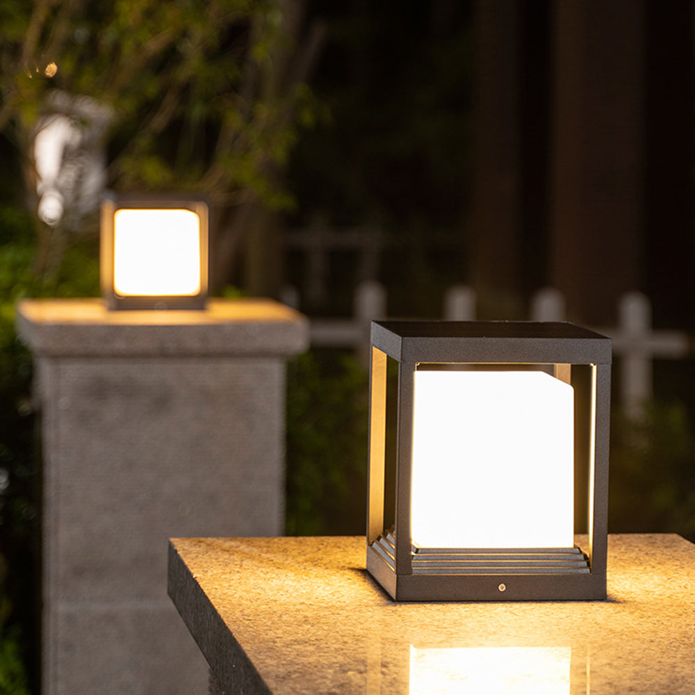 Ray Modern Rectangular Metal Outdoor Lamps, Black | ventumra