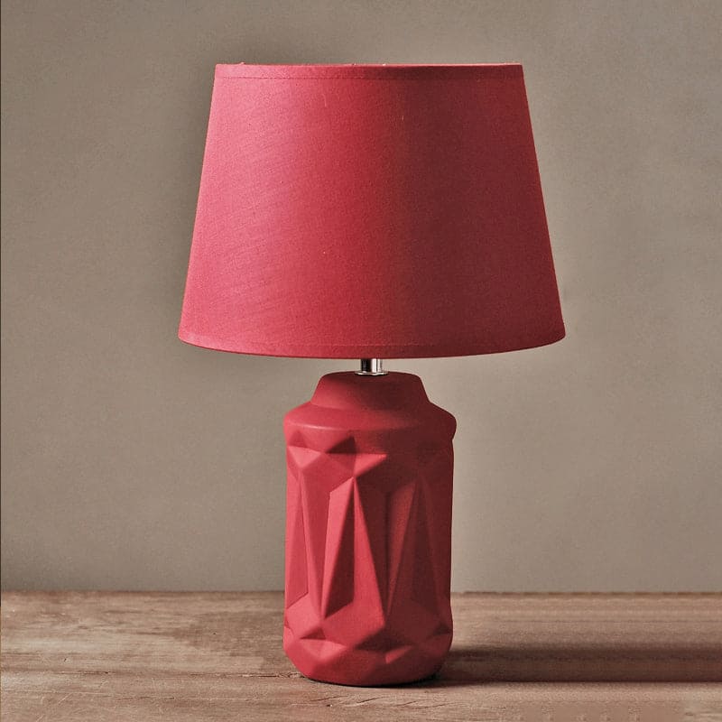 MiraGlow Cozy Red Ceramic Bedside Night Lamp With Soft Light