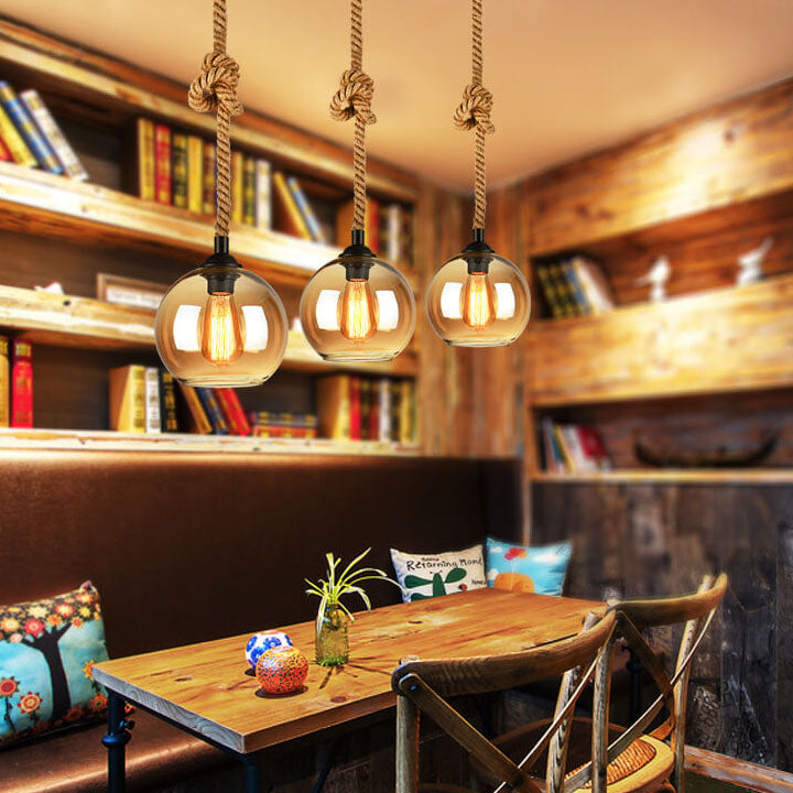 Vintage Rope Globe Pendant Light | Ventumra