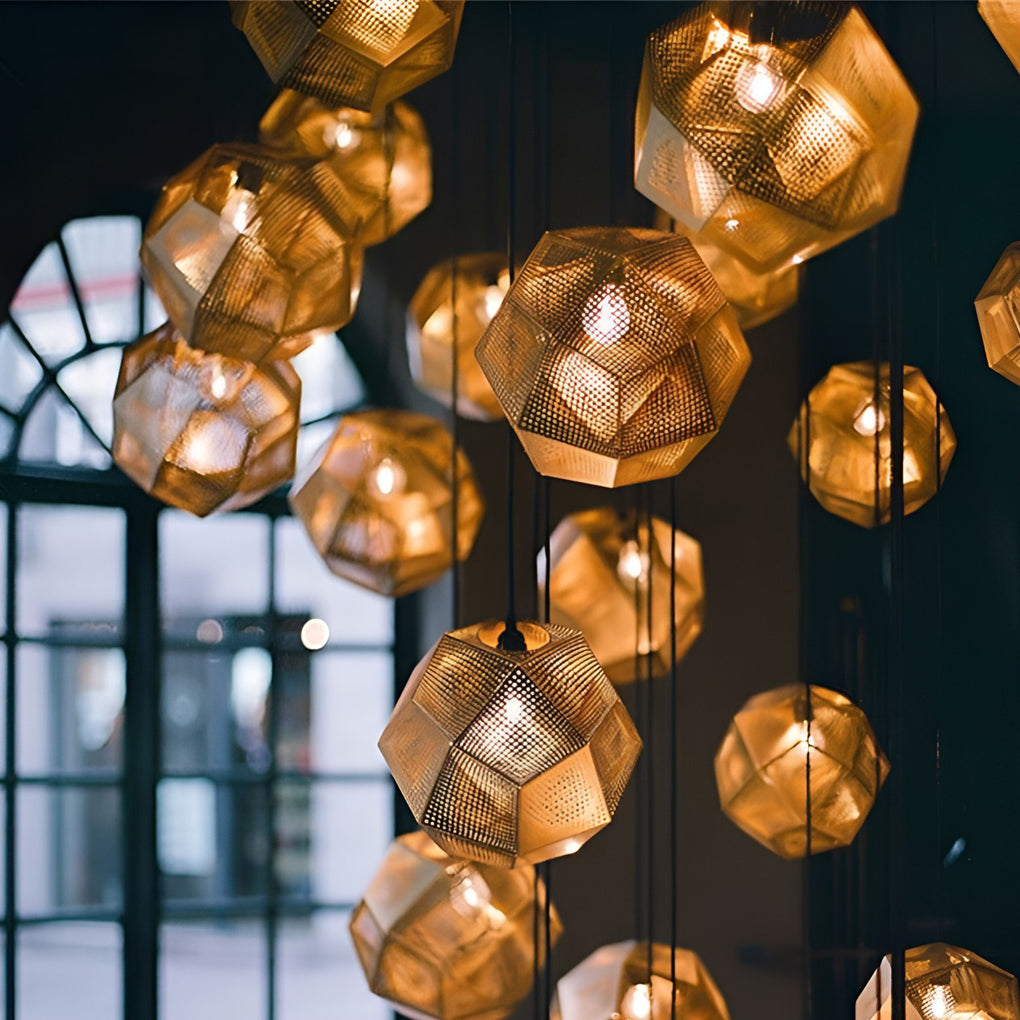 Lyra Geometric Round Pendant Lamp in Electrolytic Metal