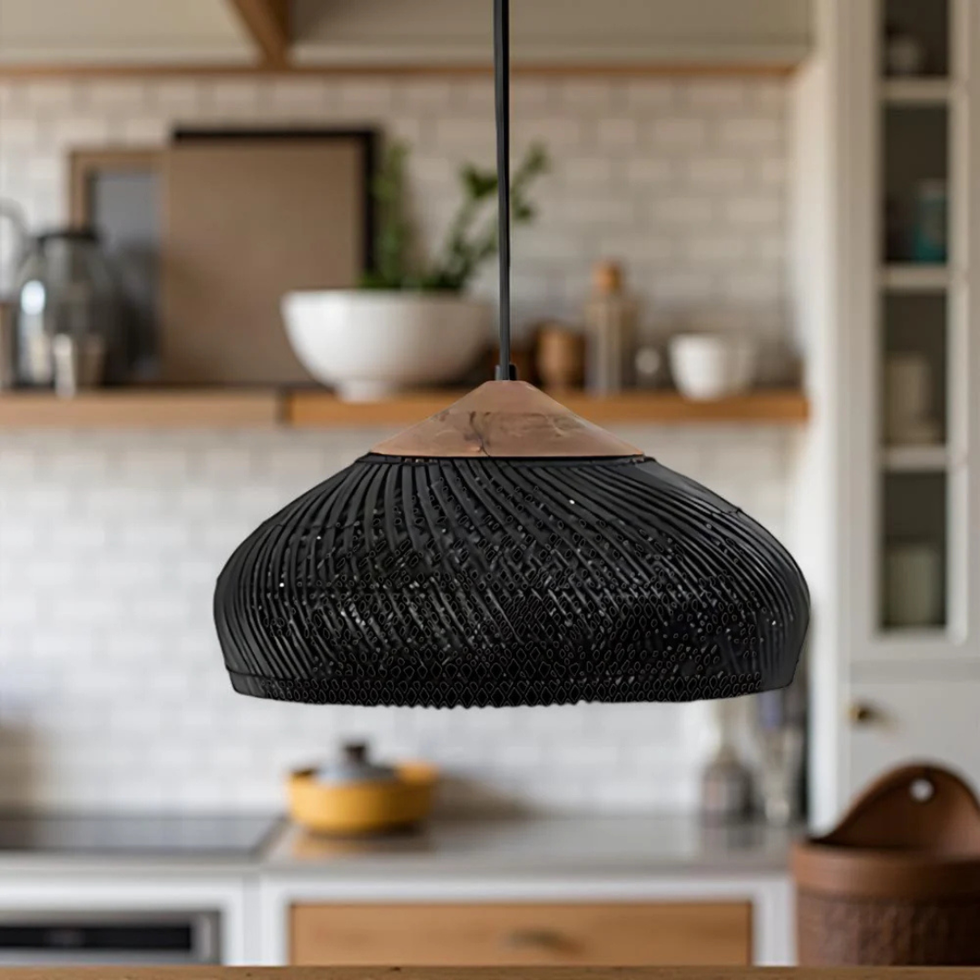 Aurelle Hand-Woven Rattan Boho Pendant Ceiling Light