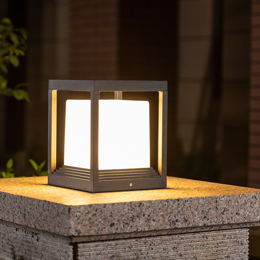 Ray Modern Rectangular Metal Outdoor Lamps, Black | ventumra