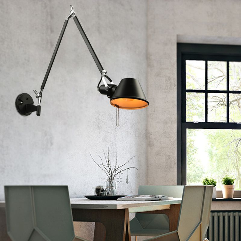 Epoch Modern Simple Adjustable Wall Lamp, Black/Chrome, Bedroom | ventumra