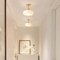 Valentina Flush Mount Ceiling Light Cup Minimalist Wood/Glass White/Orange - Neutralighting