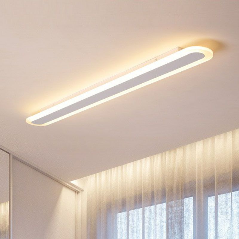 Arisha Minimalist Oval Linear Flush Mount Ceiling Light, White/Coffee | ventumra