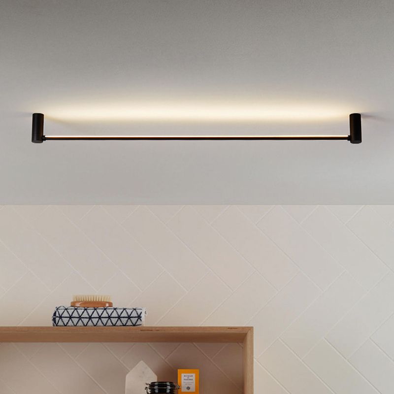 Arisha Minimalist Linear Flush Mount Ceiling Light, Black, Hallway | ventumra