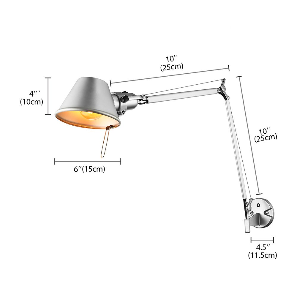 Epoch Modern Simple Adjustable Wall Lamp, Black/Chrome, Bedroom | ventumra